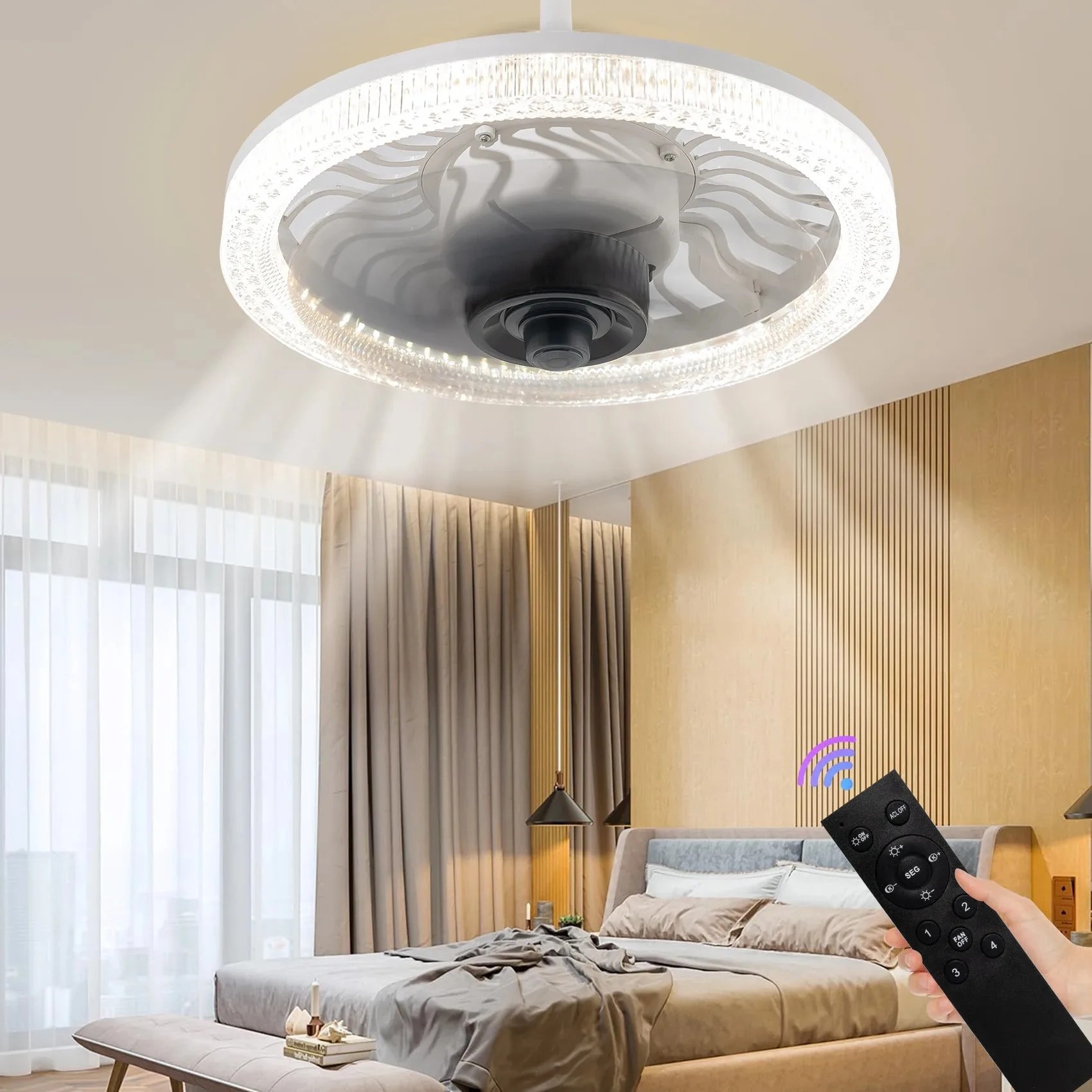Smart Home Living Room - Smart LED Ceiling Fan Light with