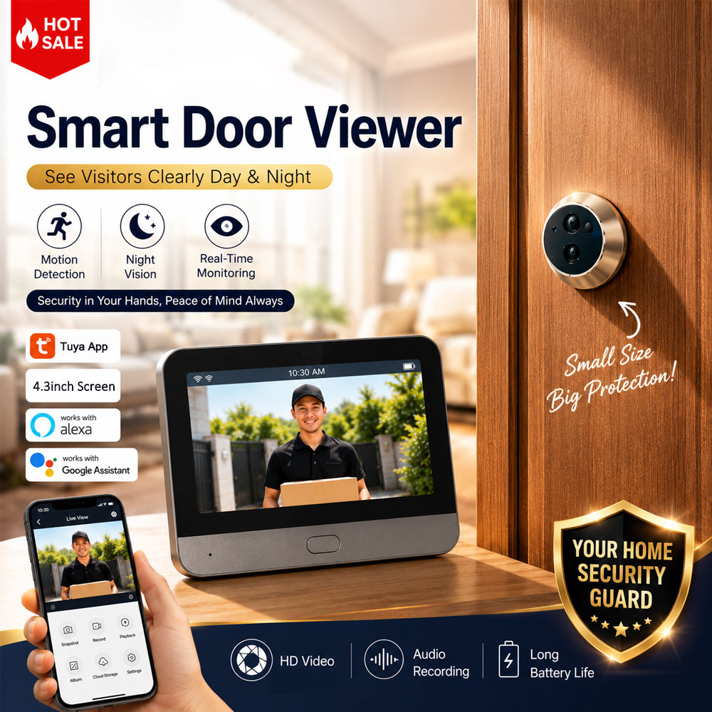 Smart Home Video Doorbell Enhanced Security With Smart Doorbell - Tuya Smart 5MP Peephole Door Camera,