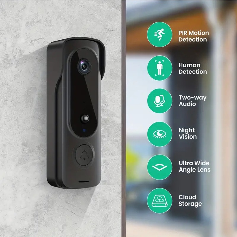 Smart Home Video Doorbell Enhanced Security With Smart Doorbell - Outdoor Wireless Doorbell Solar Cover 1080P
