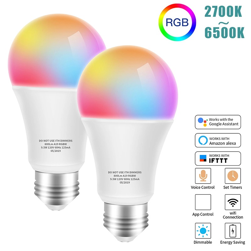Voice Control Light Bulb - E27 WiFi Smart LED Bulb RGBCW