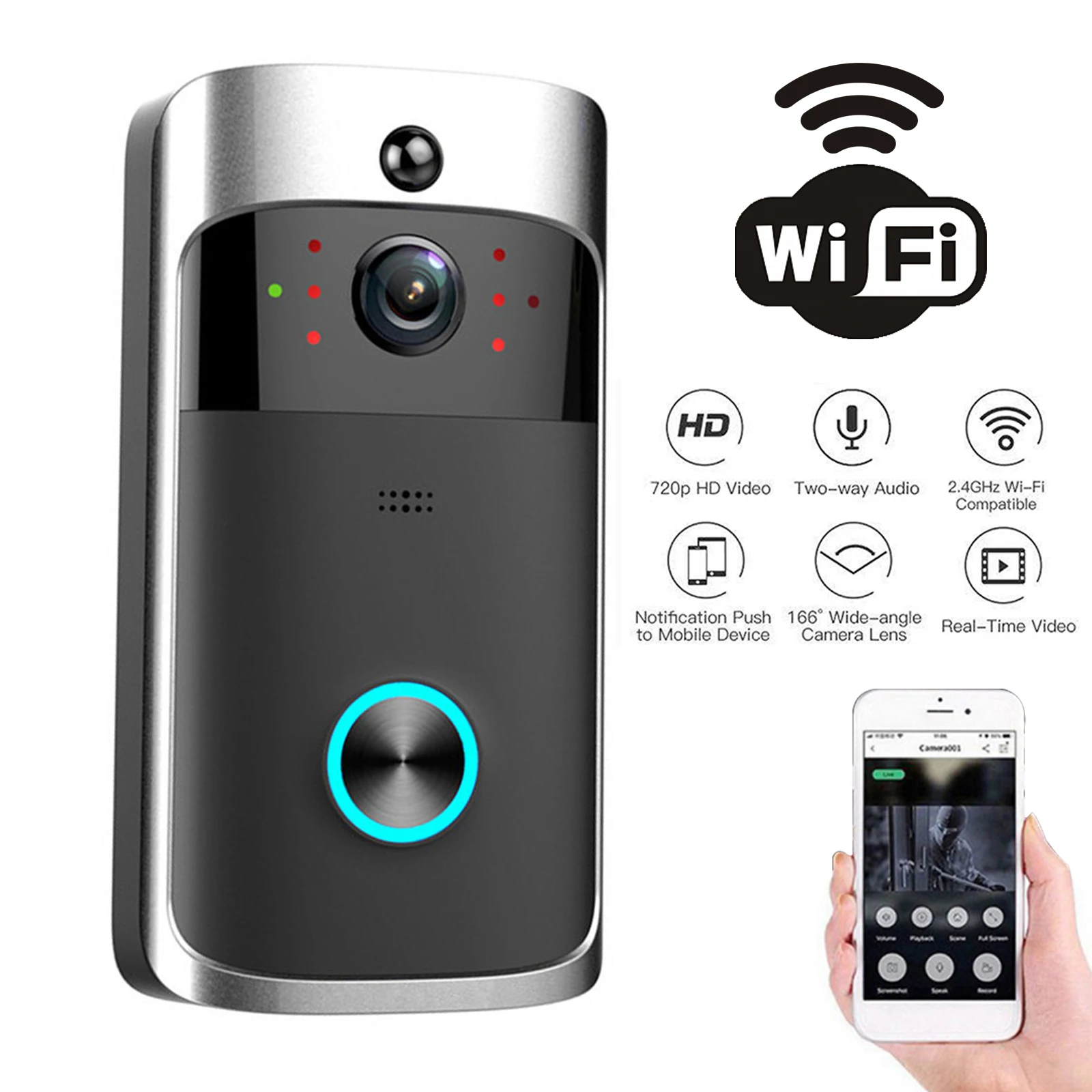 Smart Home Video Doorbell Enhanced Security With Smart Doorbell - V5 Video Door Bell Wifi Wireless