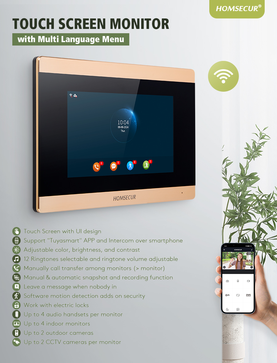 HOMSECUR BA15D-G Indoor Monito - Video Doorbell recension och pris