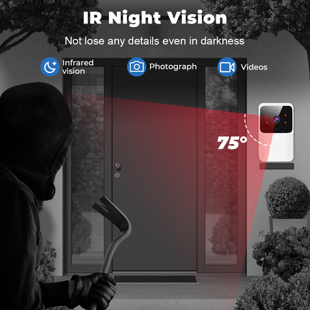 WiFi Video Doorbell Wireless P - Smart Home Video Doorbell Enhanced Security With Smart Doorbell recension och pris