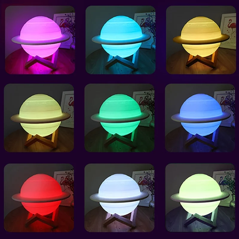 LED Night Light 3D Print Satur - Voice Control Light Bulb recension och pris