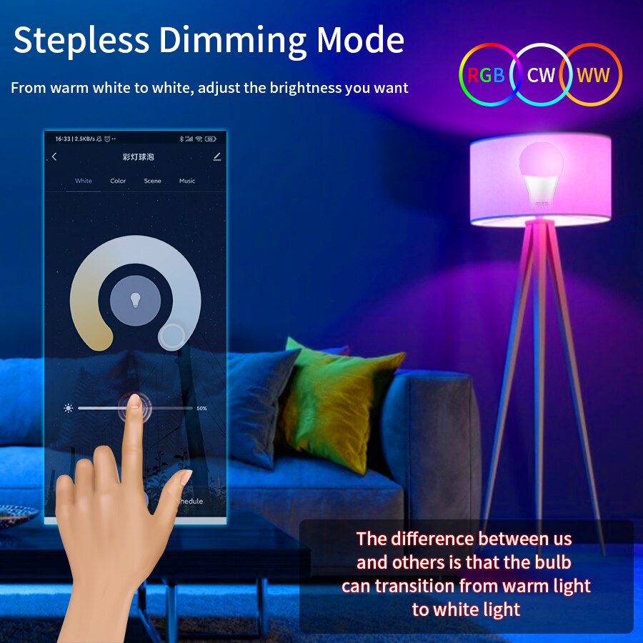 E27 WiFi Smart LED Bulb RGBCW  - Voice Control Light Bulb recension och pris
