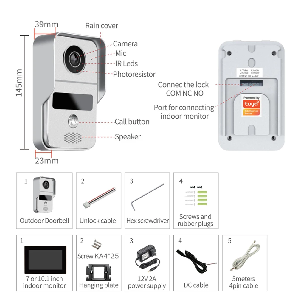 Door Intercom Doorbell, 10.1 I - Video Doorbell recension och pris