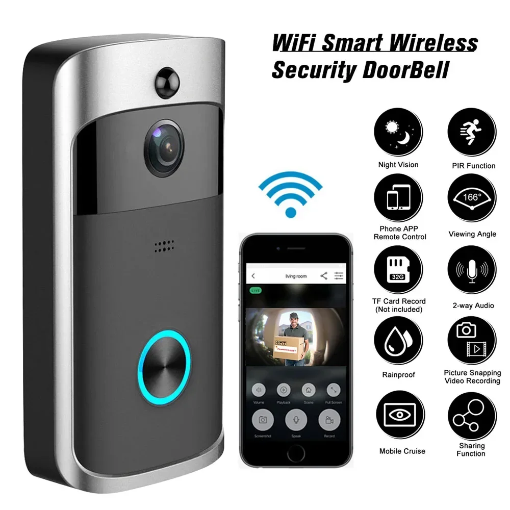 720P HD Smart Home Wireless WI - Smart Home Video Doorbell Enhanced Security With Smart Doorbell recension och pris