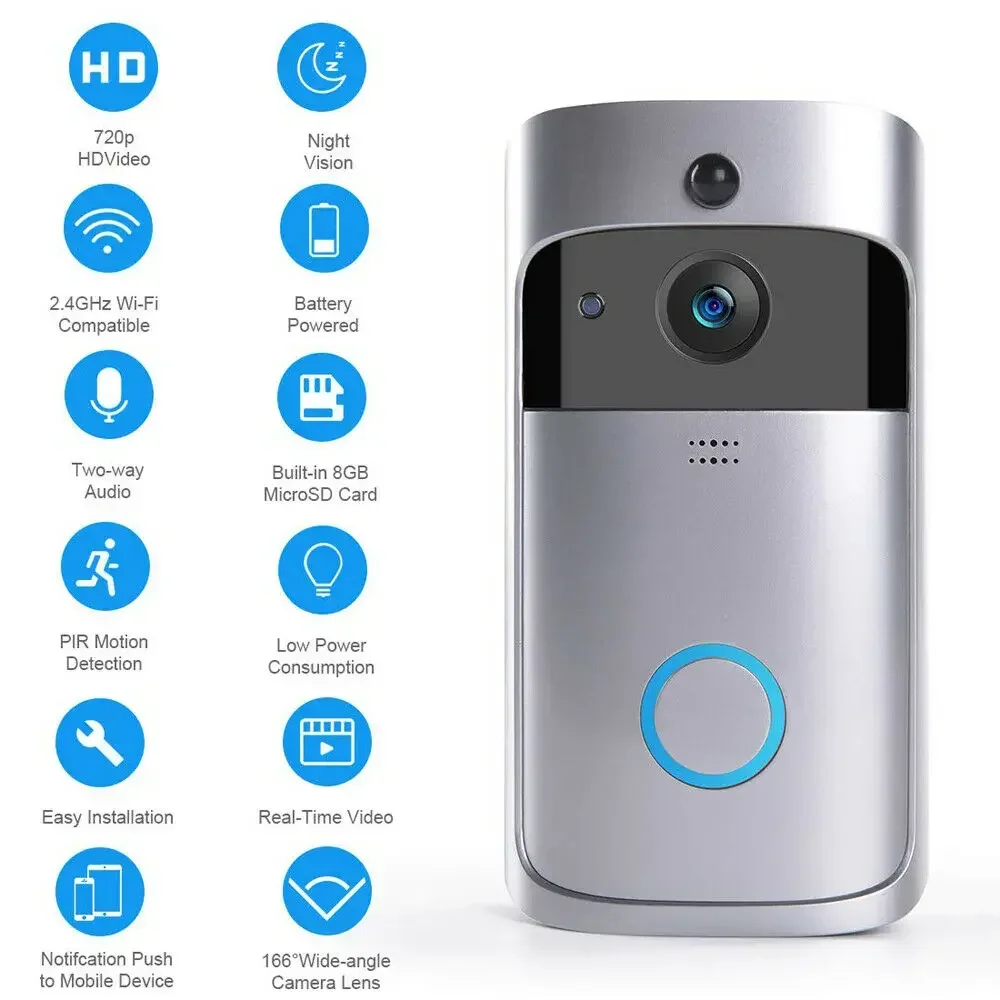 720P HD Smart Home Wireless WI - Smart Home Video Doorbell Enhanced Security With Smart Doorbell recension och pris